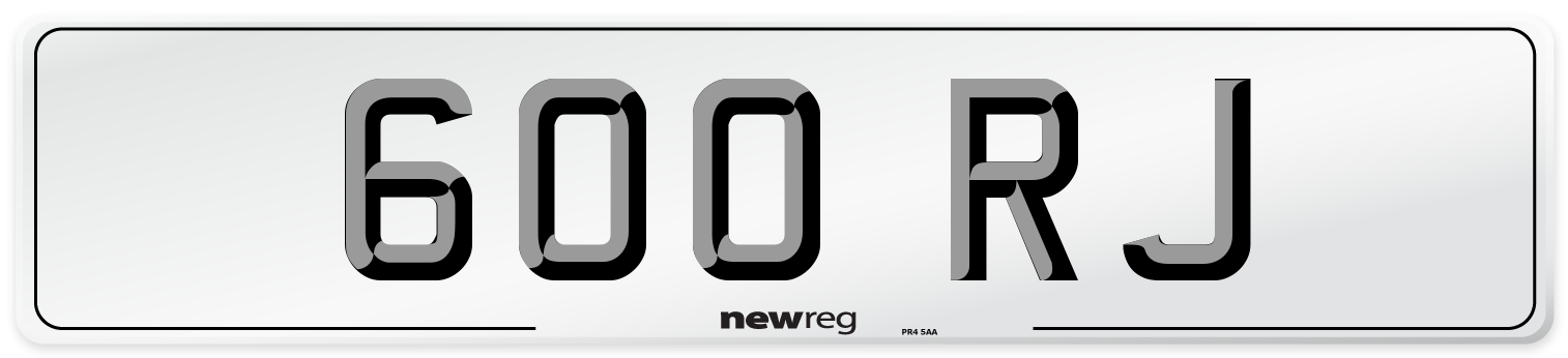 600 RJ Number Plate from New Reg